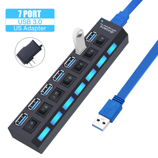 4/7 Ports USB 3.0 Hub For Laptop Adapter USB 2.0 Computer Accessories