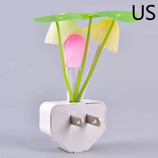 Romantic LED Night Light Mushroom Sensor Plug-in Wall Lamp Home Decor