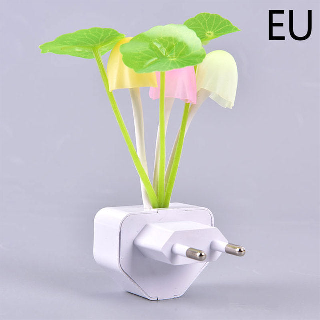 Romantic LED Night Light Mushroom Sensor Plug-in Wall Lamp Home Decor