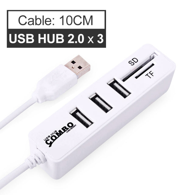 USB Hub 3.0 Splitter High Speed 3 6 Ports 2.0 Hub TF SD Card Reader