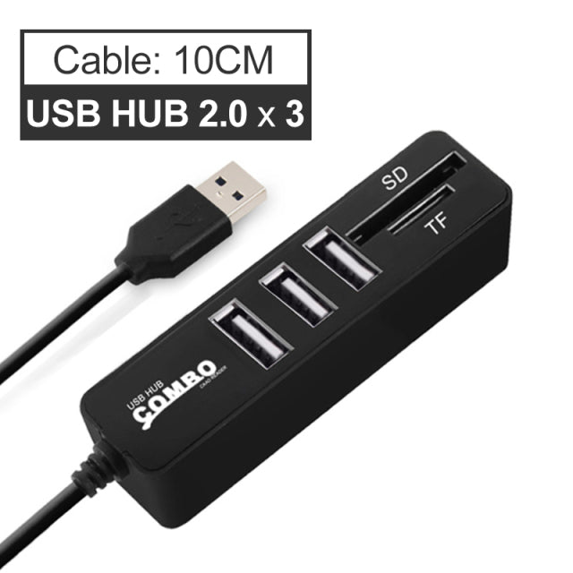 USB Hub 3.0 Splitter High Speed 3 6 Ports 2.0 Hub TF SD Card Reader