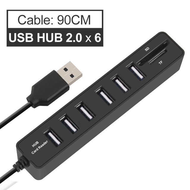 USB Hub 3.0 Splitter High Speed 3 6 Ports 2.0 Hub TF SD Card Reader