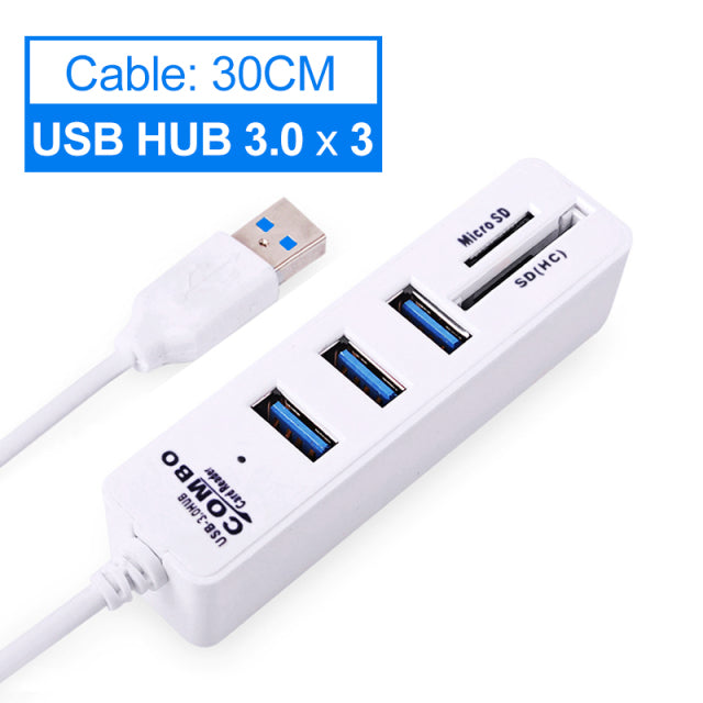 USB Hub 3.0 Splitter High Speed 3 6 Ports 2.0 Hub TF SD Card Reader