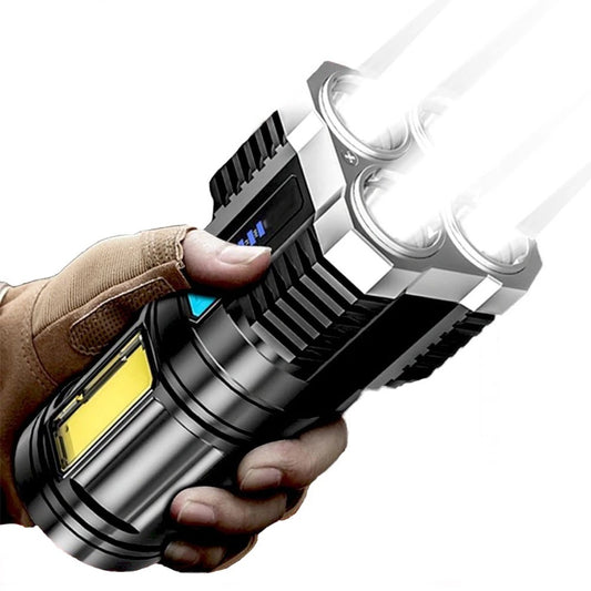 High Power Four-cell LED Flashlight USB Rechargeable Powerful LED Flashlight