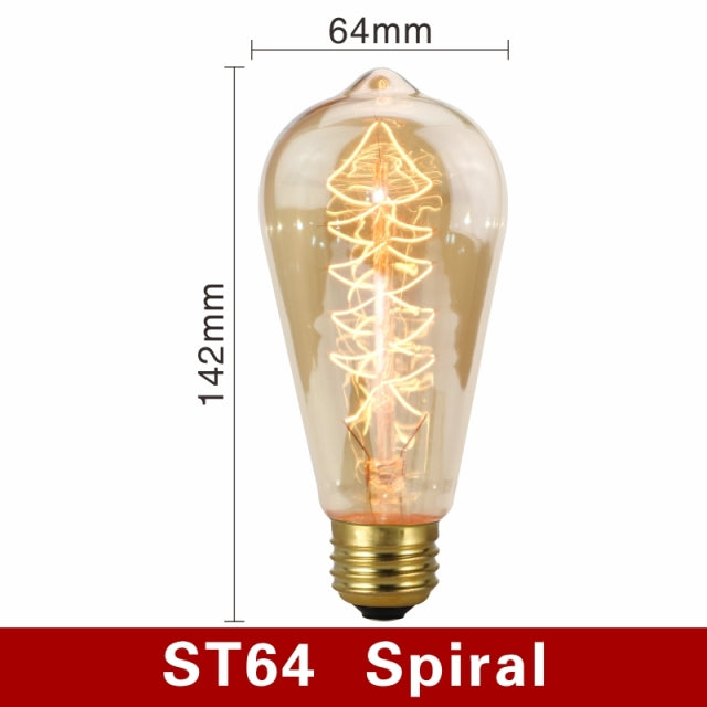 Retro Edison Bulb Light Bulb Filament Vintage Ampoule Incandescent Spiral Lamp