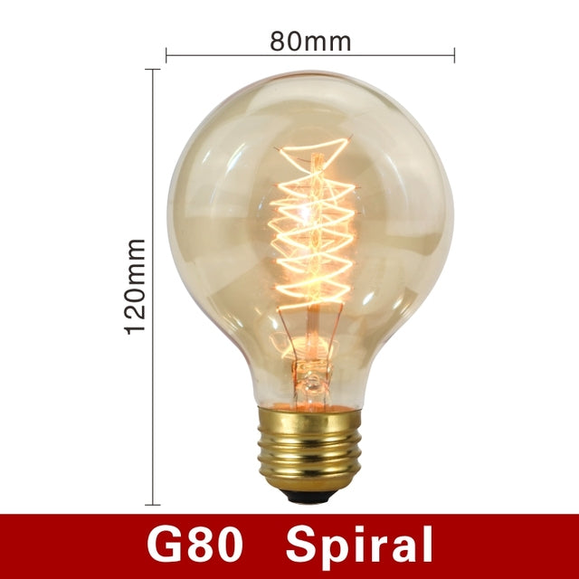 Retro Edison Bulb Light Bulb Filament Vintage Ampoule Incandescent Spiral Lamp