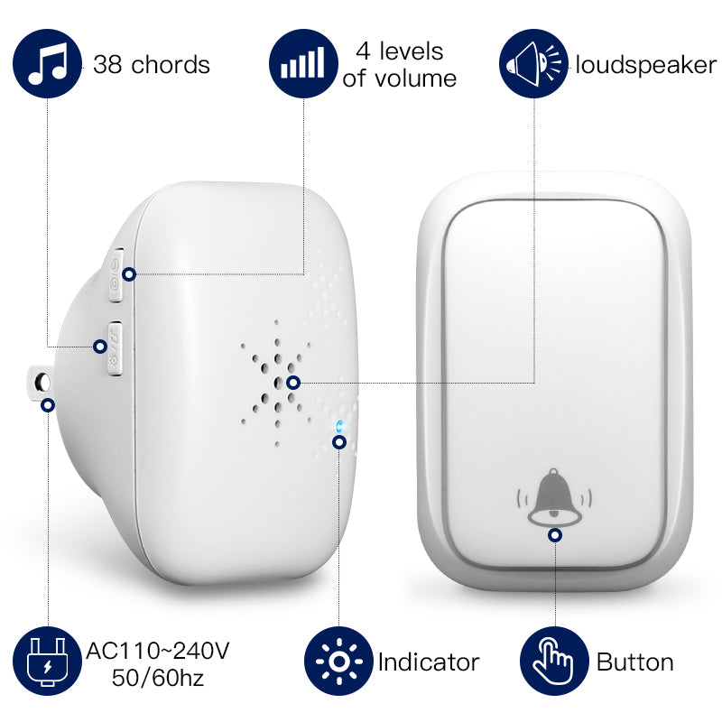 Self Powered Waterproof Wireless Doorbell Smart Home