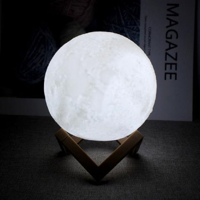 LED Night Light Print Moon Lamp Battery Powered With Stand Starry Lamp