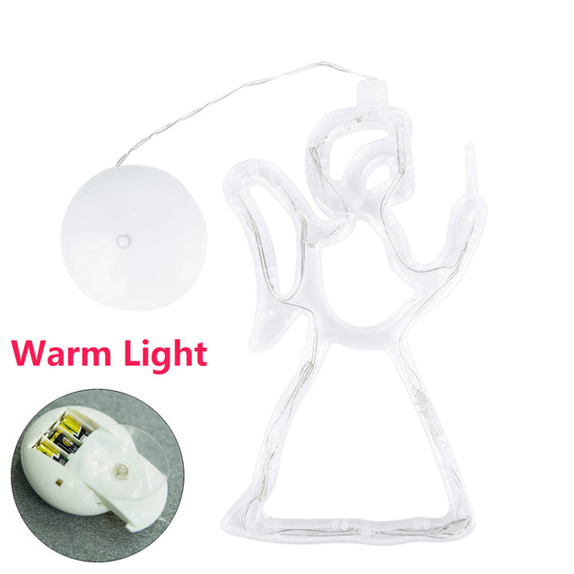 Christmas Bell Snowman Star Lights Window Decor LED Lights for Home Decor