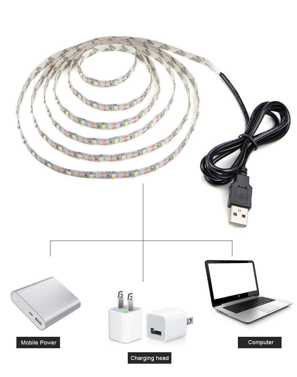 DC 5V USB LED Strips 2835 White Warm White Tira LED Strip Light TV Background Lighting