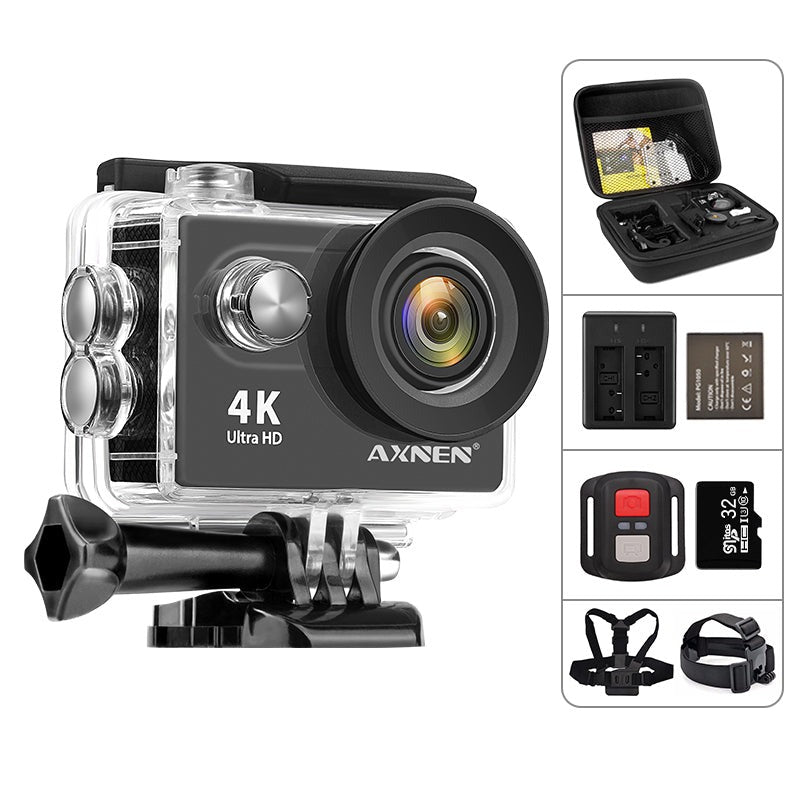 AXNEN Action Camera Ultra HD 4K 60fps WiFi 170D Underwater Waterproof Helmet Video Recording Camera