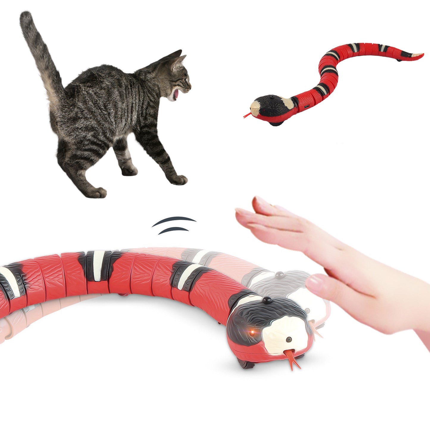 Smart Sensing Interactive Cat Toys Automatic Eletronic Snake Cat Teasering Play