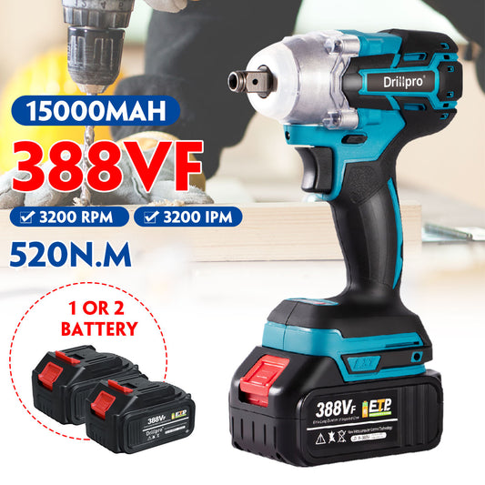 388vf 520N.M Brushless Cordless Electric Impact Wrench 1/2 inch Power Tools