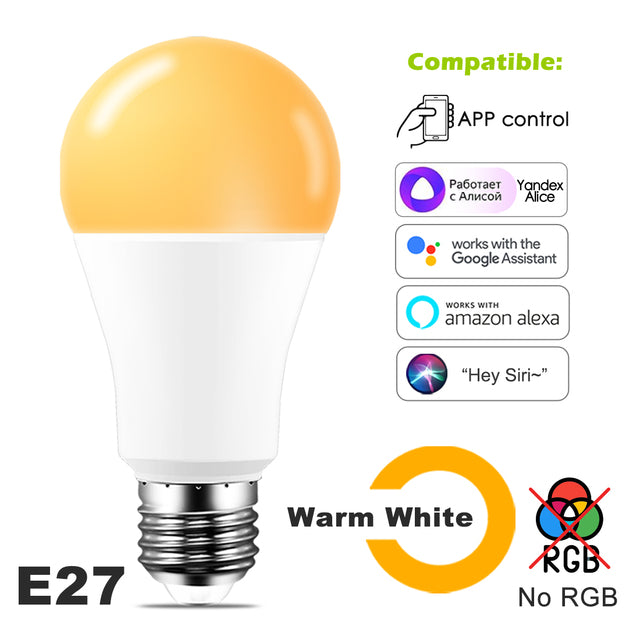 Smart Bulb Color WiFi Light LED Lamp Alexa Google Home Assistant Siri Voice Control Dimmable