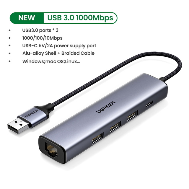 USB Ethernet 1000Mbps Ethernet Adapter USB RJ45 USB HUB