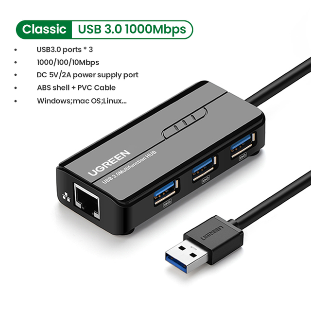 USB Ethernet 1000Mbps Ethernet Adapter USB RJ45 USB HUB