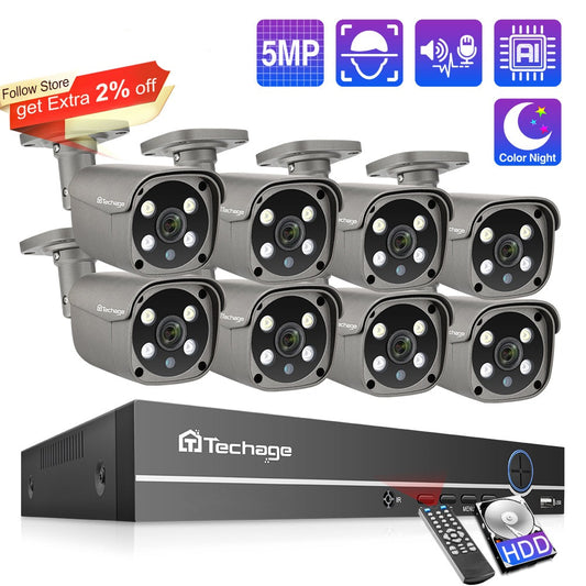 Security Camera System Outdoor Video Surveillance IP Camera Set