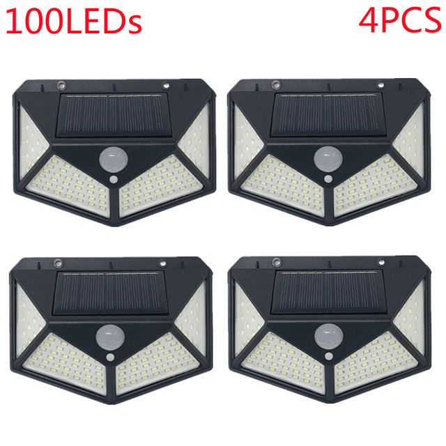 Outdoor 100 LED Solar Light Motion Sensor Waterproof Street Lights Solar Wall Lamp