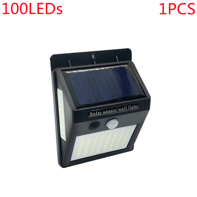 Outdoor 100 LED Solar Light Motion Sensor Waterproof Street Lights Solar Wall Lamp