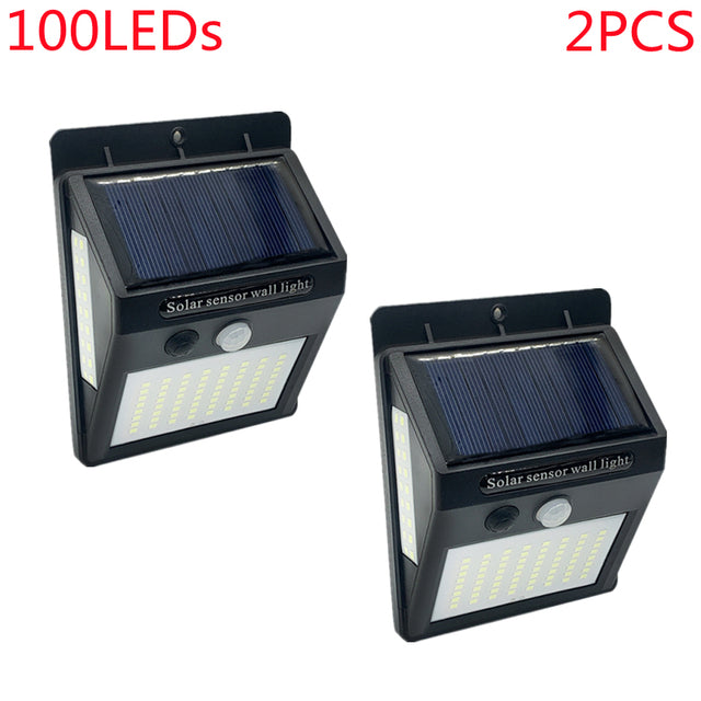 Outdoor 100 LED Solar Light Motion Sensor Waterproof Street Lights Solar Wall Lamp