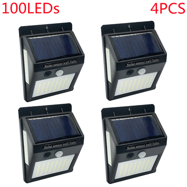 Outdoor 100 LED Solar Light Motion Sensor Waterproof Street Lights Solar Wall Lamp