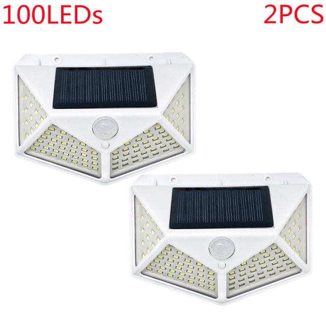 Outdoor 100 LED Solar Light Motion Sensor Waterproof Street Lights Solar Wall Lamp