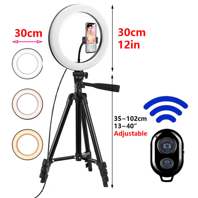 26cm Photo Ringlight Led Selfie Ring Light Phone Remote Control Lamp