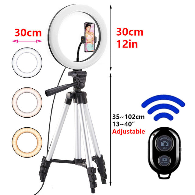 26cm Photo Ringlight Led Selfie Ring Light Phone Remote Control Lamp