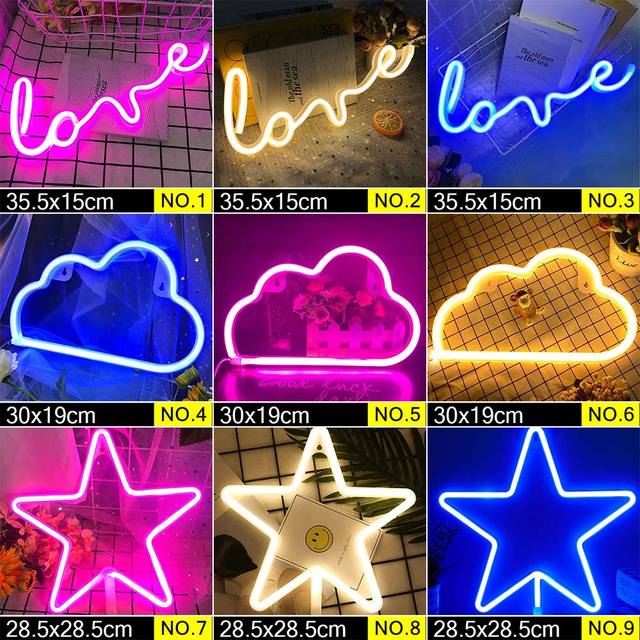 LED Neon Night Light Sign Wall Art Sign Night Lamp Wall Hanging Neon Lamp Home Decor