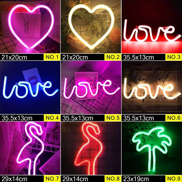 LED Neon Night Light Sign Wall Art Sign Night Lamp Wall Hanging Neon Lamp Home Decor