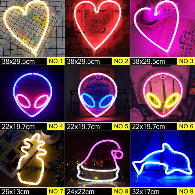 LED Neon Night Light Sign Wall Art Sign Night Lamp Wall Hanging Neon Lamp Home Decor