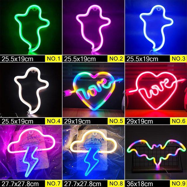 LED Neon Night Light Sign Wall Art Sign Night Lamp Wall Hanging Neon Lamp Home Decor