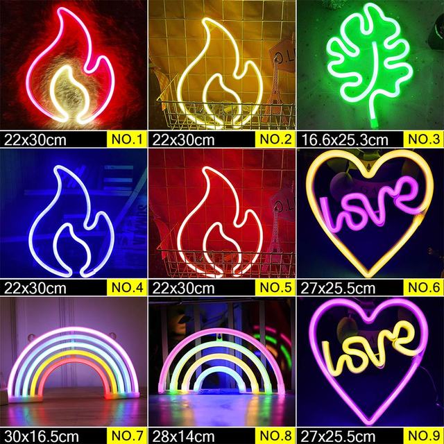 LED Neon Night Light Sign Wall Art Sign Night Lamp Wall Hanging Neon Lamp Home Decor