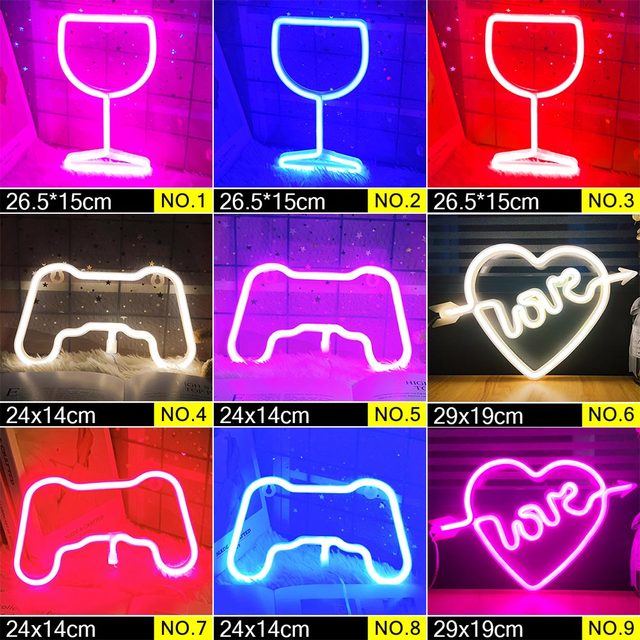 LED Neon Night Light Sign Wall Art Sign Night Lamp Wall Hanging Neon Lamp Home Decor