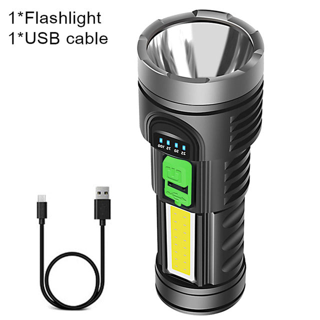 4-core Super Bright Flashlight Rechargeable Outdoor