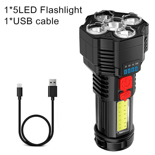 4-core Super Bright Flashlight Rechargeable Outdoor