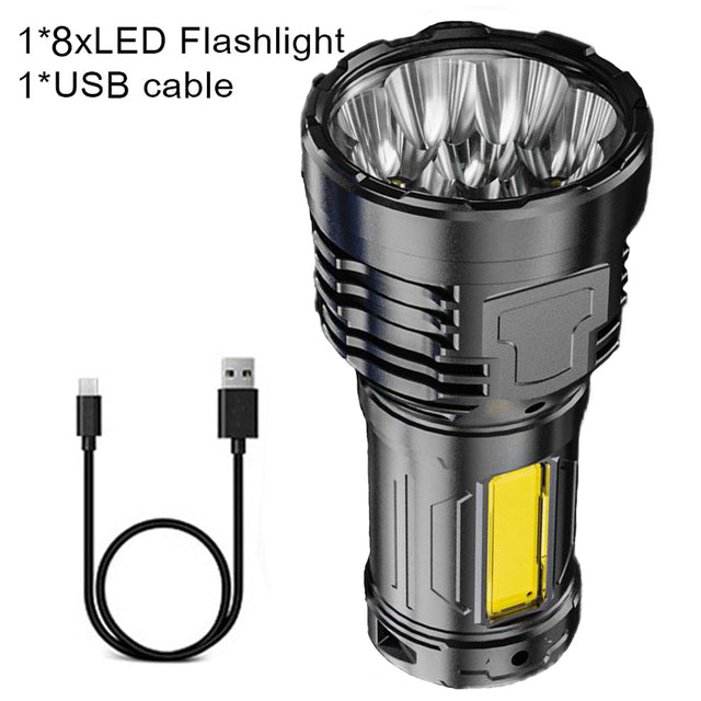 4-core Super Bright Flashlight Rechargeable Outdoor