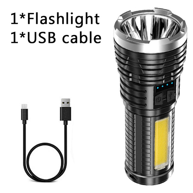 4-core Super Bright Flashlight Rechargeable Outdoor