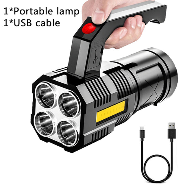 4-core Super Bright Flashlight Rechargeable Outdoor