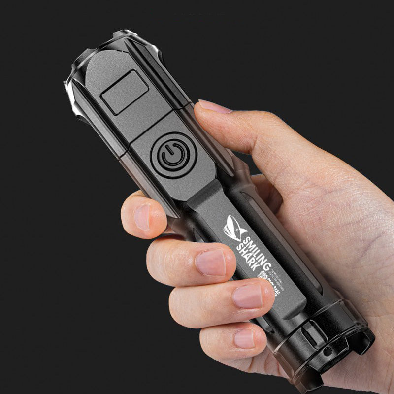 Multi-function Bright Led Flashlight Battery Power Rechargeable  Strong Focusing Light Flash Light