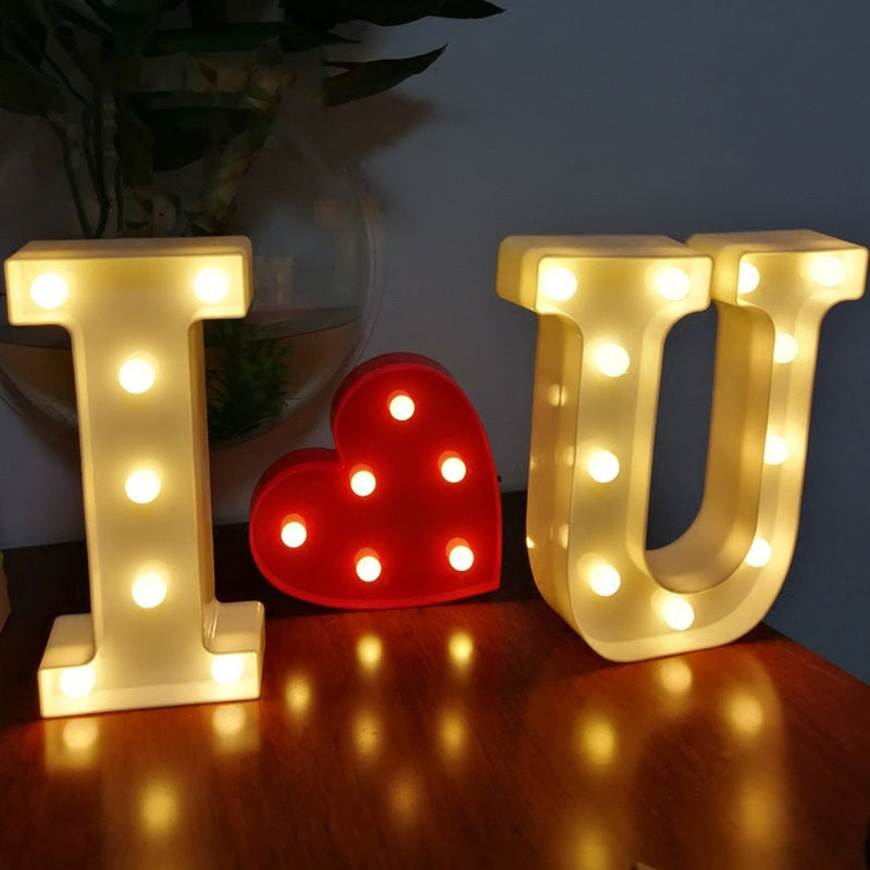 LED Letter Lights Heart Letter Symbol Sign Night Light for Desk Home Decoration