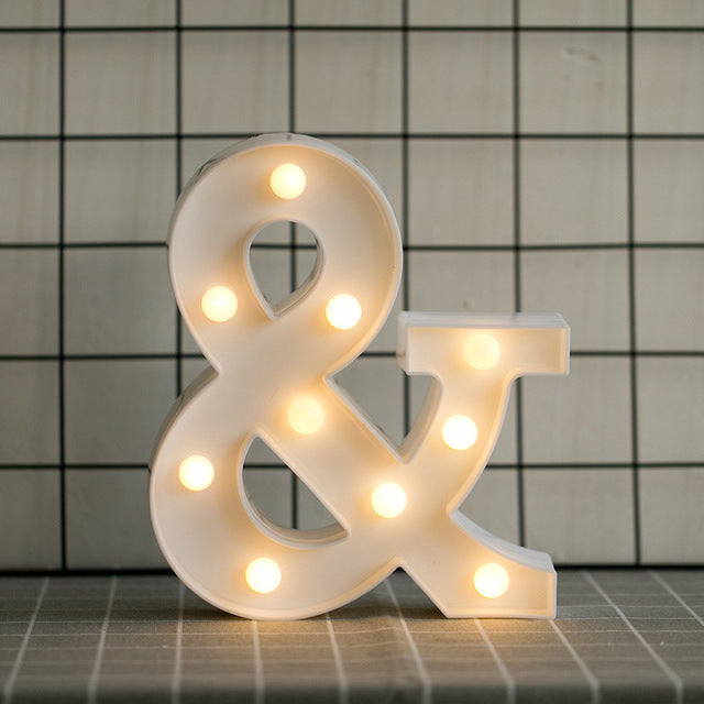 LED Letter Lights Heart Letter Symbol Sign Night Light for Desk Home Decoration