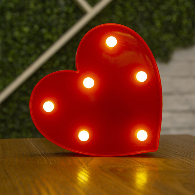 LED Letter Lights Heart Letter Symbol Sign Night Light for Desk Home Decoration