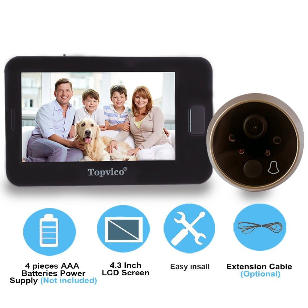 Peephole Door Camera 4.3 Inch Color Screen With Electronic Doorbell